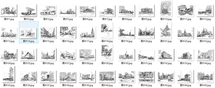 大量建筑手绘资料合集，包含手绘名家