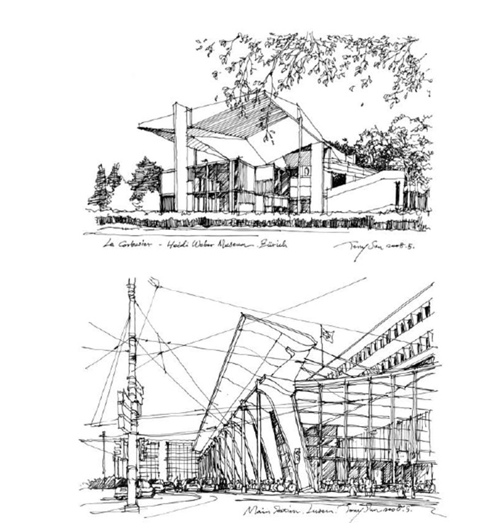 大量建筑手绘资料合集，包含手绘名家