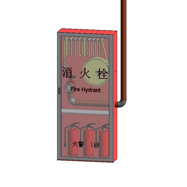 消火栓箱族、消防箱族-带灭火器族，BIM参数化Revit族