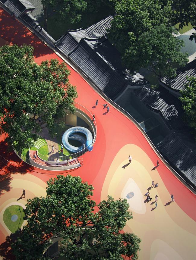 BIM建筑|MAD为北京四合院设计漂浮屋顶幼儿园,孩子们可以“上房揭瓦”啦 BIM建筑|MAD为北京四合院设计漂浮屋顶幼儿园,孩子们可以“上房揭瓦”啦