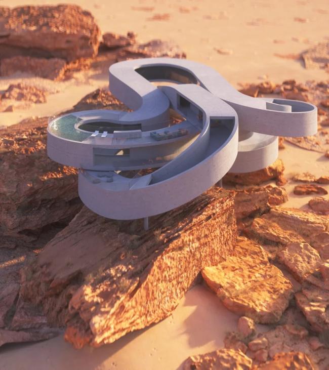 BIM建筑|悬空于戈壁景不雅之上的蜿蜒纠缠的混凝土体量 BIM建筑|悬空于戈壁景不雅之上的蜿蜒纠缠的混凝土体量