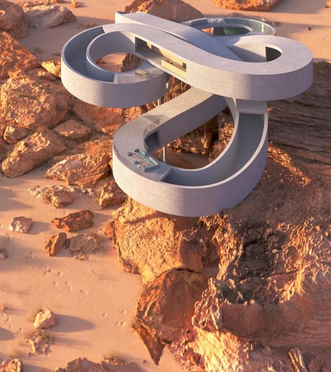 BIM建筑|悬空于戈壁景不雅之上的蜿蜒纠缠的混凝土体量 BIM建筑|悬空于戈壁景不雅之上的蜿蜒纠缠的混凝土体量