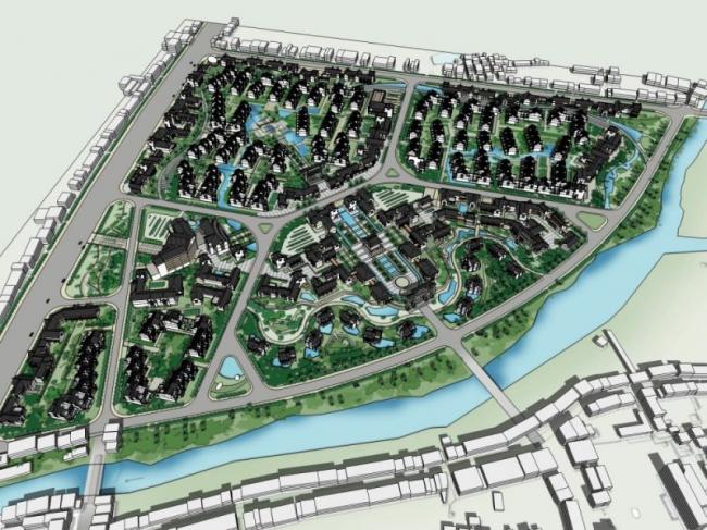 Sketchup规划模型|小区规划,中式风格 Sketchup规划模型|小区规划,中式风格