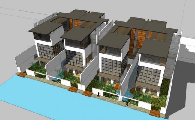 Sketchup别墅模型|联排别墅,现代风格 Sketchup别墅模型|联排别墅,现代风格