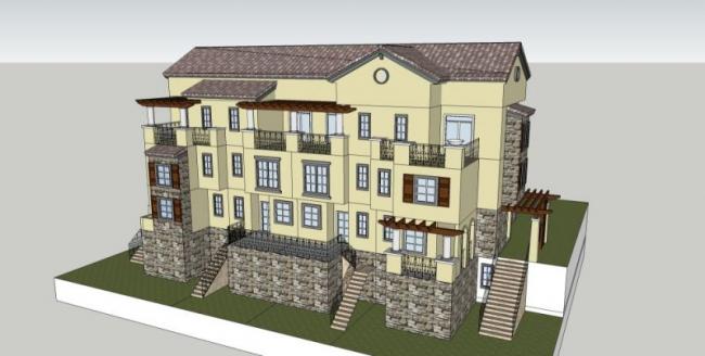 Sketchup别墅模型|叠拼别墅,现代风格 Sketchup别墅模型|叠拼别墅,现代风格