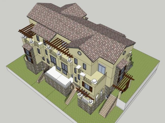 Sketchup别墅模型|叠拼别墅,现代风格 Sketchup别墅模型|叠拼别墅,现代风格