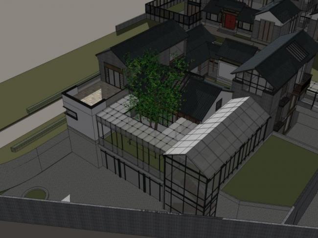 Sketchup别墅模型|叠拼别墅,中式风格 Sketchup别墅模型|叠拼别墅,中式风格