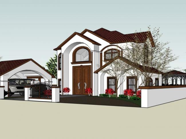 Sketchup别墅模型|独栋别墅,现代风格 Sketchup别墅模型|独栋别墅,现代风格