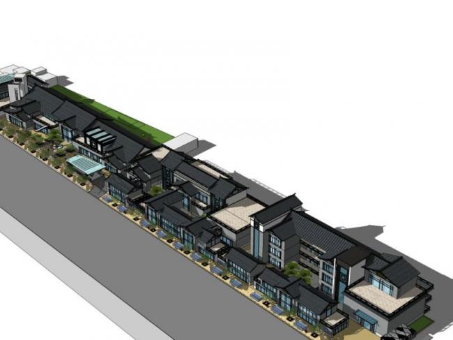 Sketchup别墅模型|联排别墅,中式风格 Sketchup别墅模型|联排别墅,中式风格