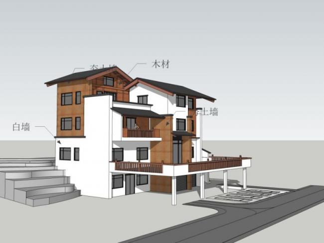 Sketchup别墅模型|独栋别墅群,中式风格 Sketchup别墅模型|独栋别墅群,中式风格
