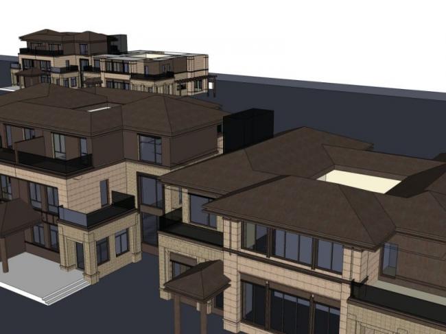 Sketchup别墅模型|双拼别墅,现代风格 Sketchup别墅模型|双拼别墅,现代风格
