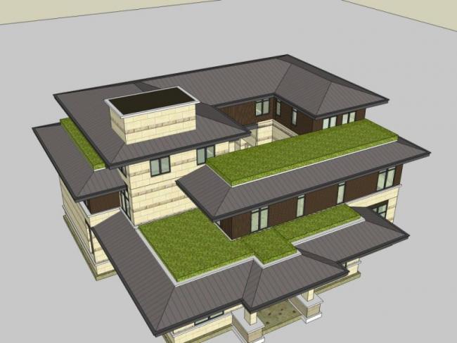 Sketchup别墅模型|独栋别墅,现代风格 Sketchup别墅模型|独栋别墅,现代风格