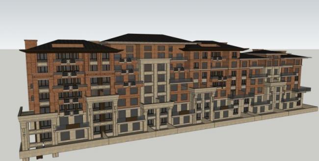 Sketchup别墅模型|联排别墅,欧式风格 Sketchup别墅模型|联排别墅,欧式风格