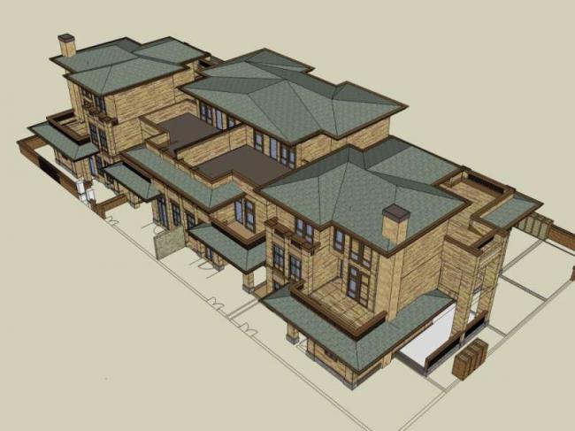 Sketchup别墅模型|联排别墅,古典风格 Sketchup别墅模型|联排别墅,古典风格