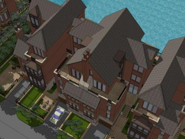 Sketchup别墅模型|联排别墅,古典风格 Sketchup别墅模型|联排别墅,古典风格