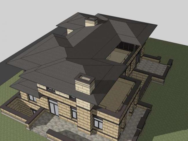 Sketchup别墅模型|独栋别墅,古典风格 Sketchup别墅模型|独栋别墅,古典风格