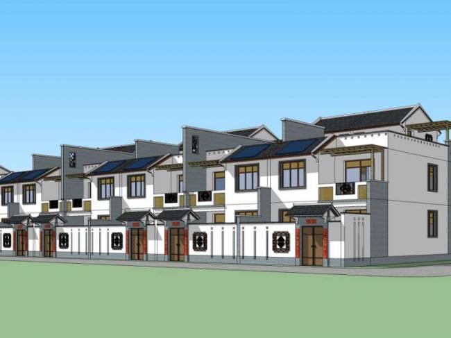 Sketchup别墅模型|别墅群,中式风格 Sketchup别墅模型|别墅群,中式风格