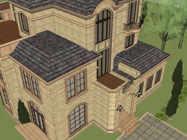 Sketchup别墅模型|独栋别墅,法式古典风格 Sketchup别墅模型|独栋别墅,法式古典风格