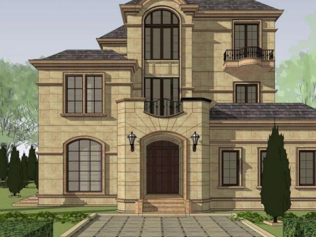 Sketchup别墅模型|独栋别墅,法式古典风格 Sketchup别墅模型|独栋别墅,法式古典风格