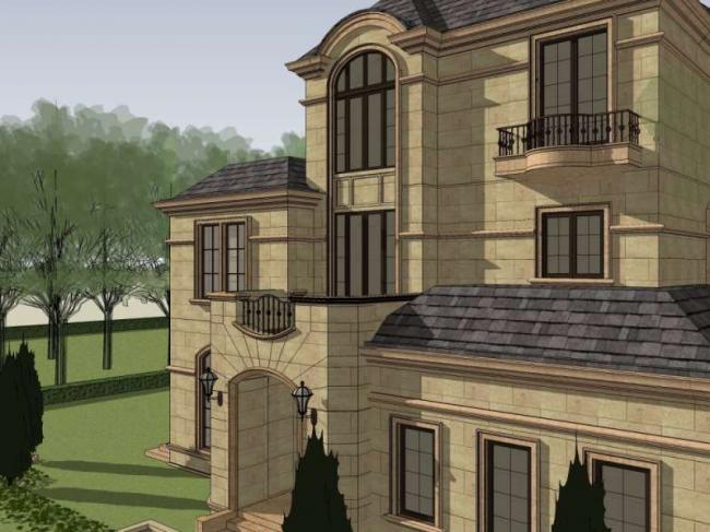 Sketchup别墅模型|独栋别墅,法式古典风格 Sketchup别墅模型|独栋别墅,法式古典风格