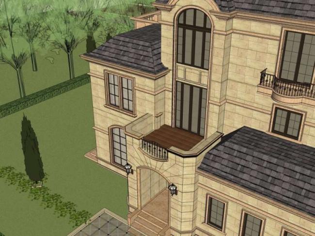 Sketchup别墅模型|独栋别墅,法式古典风格 Sketchup别墅模型|独栋别墅,法式古典风格