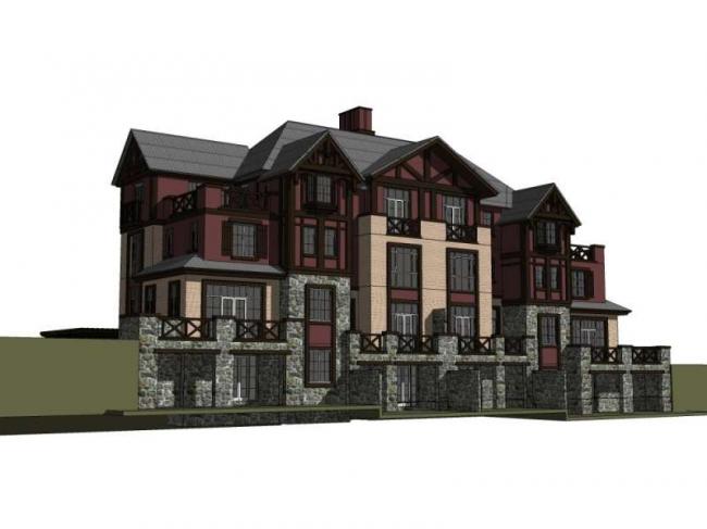 Sketchup别墅模型|双拼别墅,欧式古典风格 Sketchup别墅模型|双拼别墅,欧式古典风格