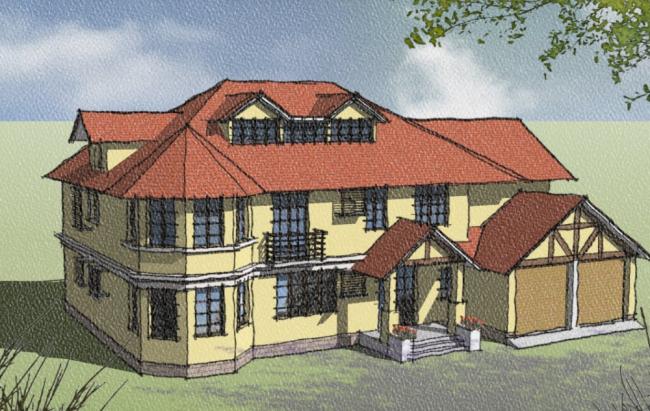 Sketchup别墅模型|独栋别墅,古典风格 Sketchup别墅模型|独栋别墅,古典风格