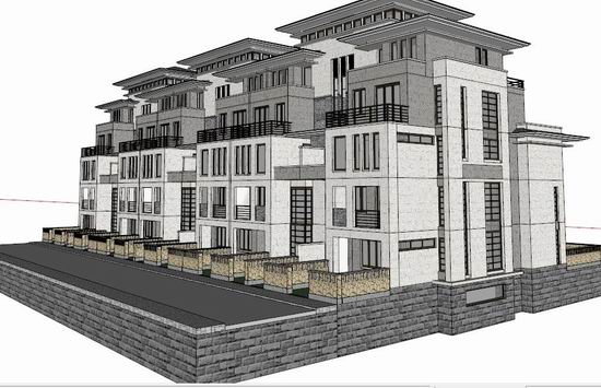 Sketchup别墅模型|叠拼双拼别墅,古典风格 Sketchup别墅模型|叠拼双拼别墅,古典风格
