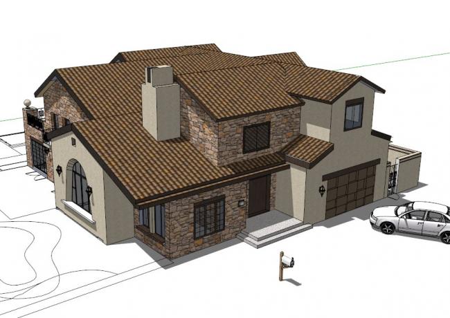 Sketchup别墅模型|独栋别墅,古典风格 Sketchup别墅模型|独栋别墅,古典风格