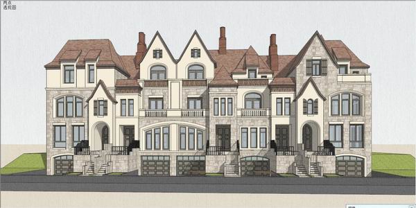 Sketchup别墅模型|联排别墅,德式古典风格 Sketchup别墅模型|联排别墅,德式古典风格
