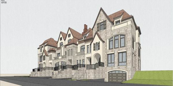 Sketchup别墅模型|联排别墅,德式古典风格 Sketchup别墅模型|联排别墅,德式古典风格