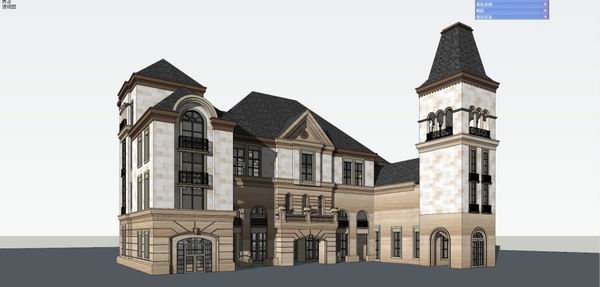 Sketchup别墅模型|独栋别墅,古典风格 Sketchup别墅模型|独栋别墅,古典风格