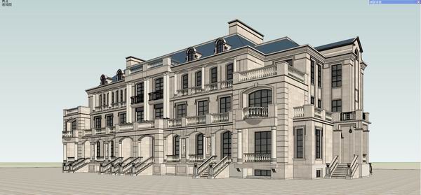 Sketchup别墅模型|六联排别墅,古典风格 Sketchup别墅模型|六联排别墅,古典风格