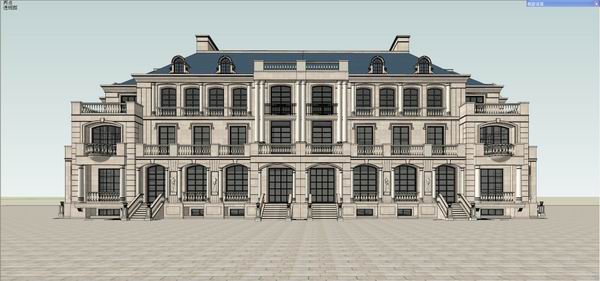 Sketchup别墅模型|六联排别墅,古典风格 Sketchup别墅模型|六联排别墅,古典风格