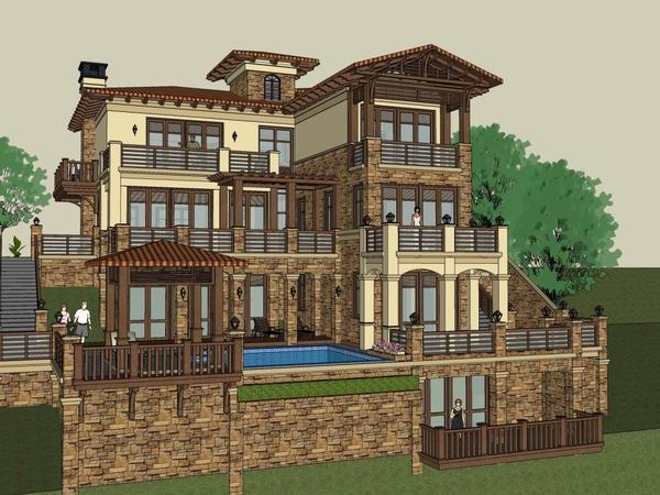 Sketchup别墅模型|独栋别墅,古典风格 Sketchup别墅模型|独栋别墅,古典风格