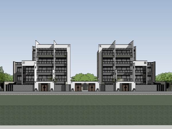 Sketchup别墅模型|叠拼别墅,现代风格 Sketchup别墅模型|叠拼别墅,现代风格