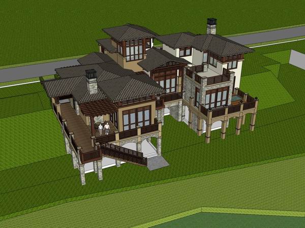 Sketchup别墅模型|独栋别墅,古典风格 Sketchup别墅模型|独栋别墅,古典风格