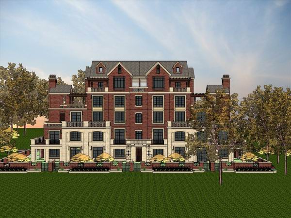 Sketchup别墅模型|联排别墅,英式古典风格 Sketchup别墅模型|联排别墅,英式古典风格