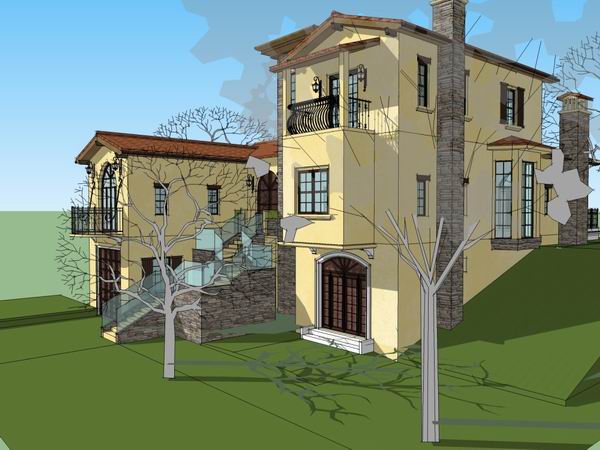Sketchup别墅模型|独栋别墅,古典风格 Sketchup别墅模型|独栋别墅,古典风格