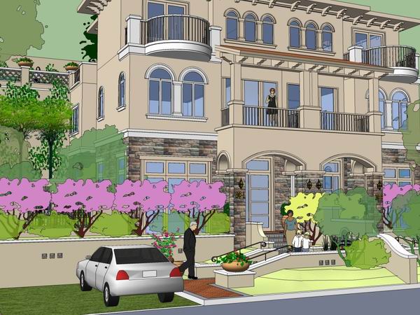 Sketchup别墅模型|独栋别墅,古典风格 Sketchup别墅模型|独栋别墅,古典风格