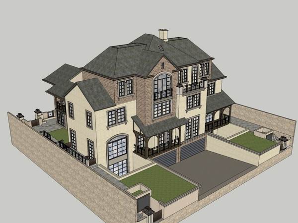 Sketchup别墅模型|独栋别墅,法式古典风格 Sketchup别墅模型|独栋别墅,法式古典风格