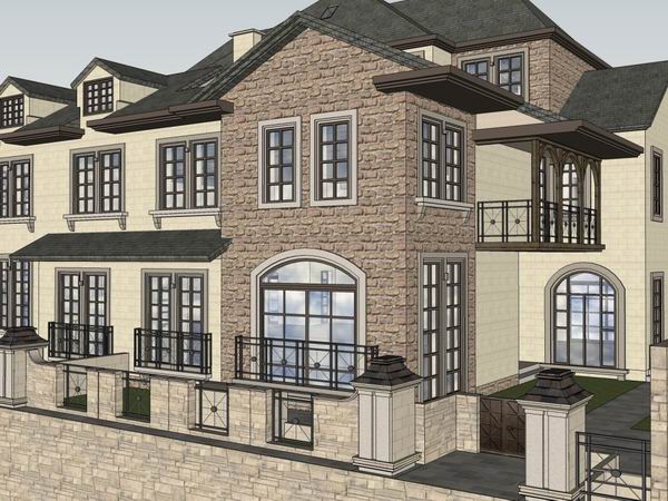 Sketchup别墅模型|独栋别墅,法式古典风格 Sketchup别墅模型|独栋别墅,法式古典风格