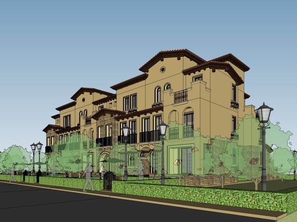 Sketchup别墅模型|联排别墅,古典风格 Sketchup别墅模型|联排别墅,古典风格