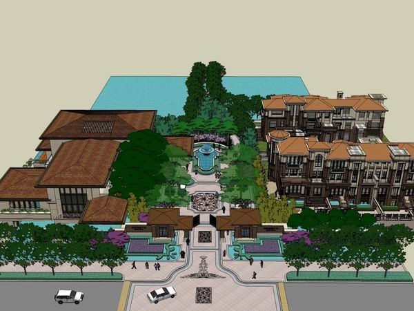 Sketchup别墅模型|别墅住宅小区,古典风格 Sketchup别墅模型|别墅住宅小区,古典风格