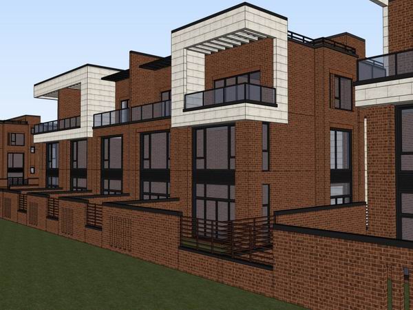 Sketchup别墅模型|联排别墅,现代风格 Sketchup别墅模型|联排别墅,现代风格