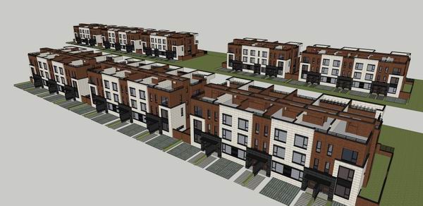 Sketchup别墅模型|联排别墅,现代风格 Sketchup别墅模型|联排别墅,现代风格