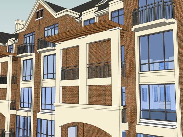 Sketchup别墅模型|联排别墅,古典风格 Sketchup别墅模型|联排别墅,古典风格