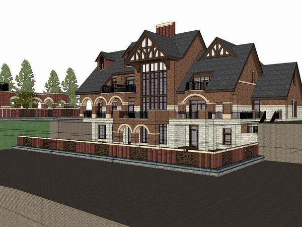 Sketchup别墅模型|独栋别墅,古典风格 Sketchup别墅模型|独栋别墅,古典风格