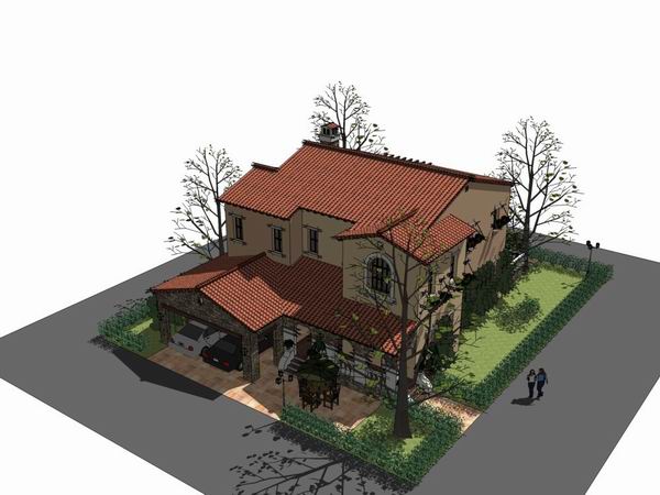 Sketchup别墅模型|独栋别墅,古典风格 Sketchup别墅模型|独栋别墅,古典风格