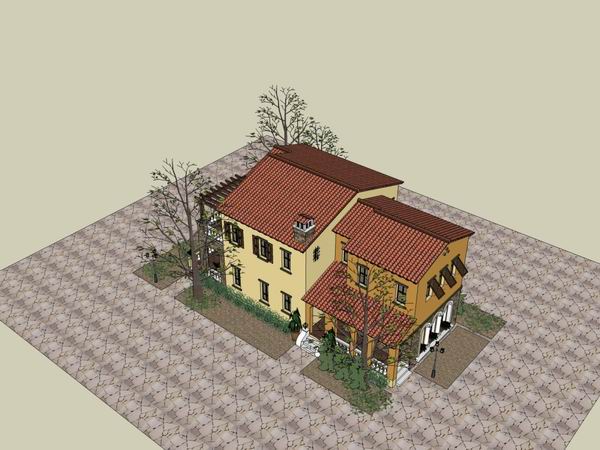 Sketchup别墅模型|联排别墅,古典风格 Sketchup别墅模型|联排别墅,古典风格